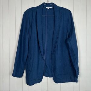 Chicos size 2.5 14 Blazer jacket 100% linen unlined Naval indigo open front